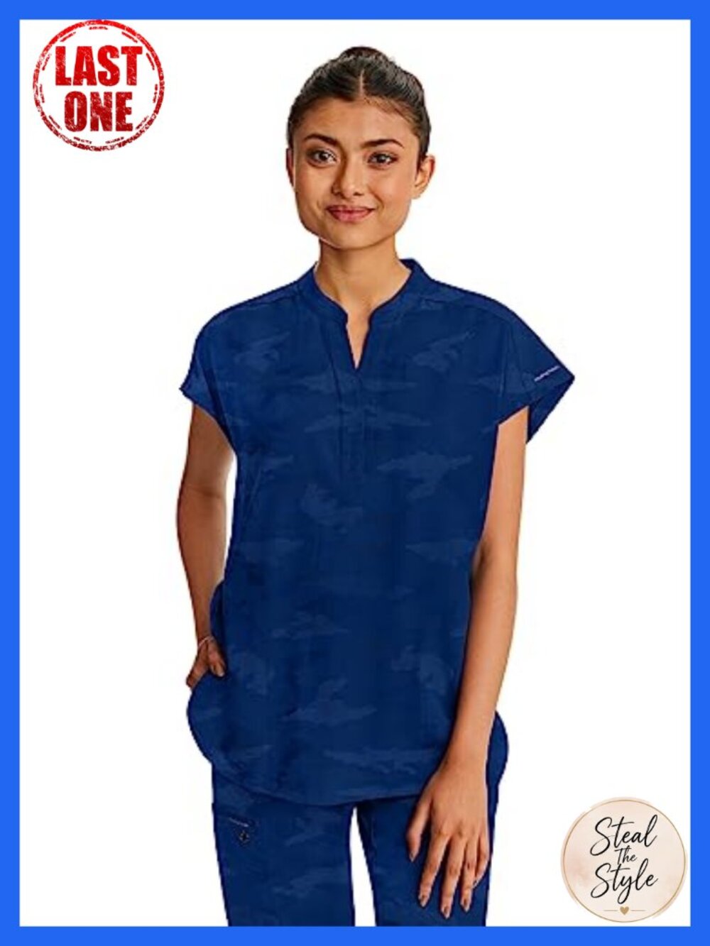 Healing Hands Scrub Top Women's Modern Fit Mandarin Collar Medical Tee